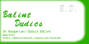 balint dudics business card