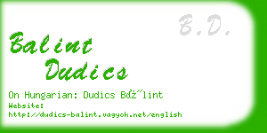balint dudics business card
